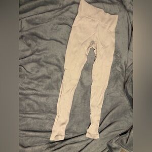 Forever 21 Cream Ribbed Leggings